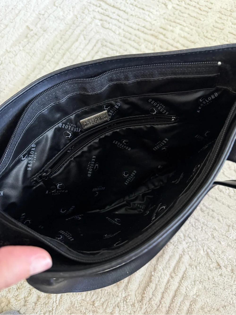 Kesslord Paris Black Leather Tote Bag